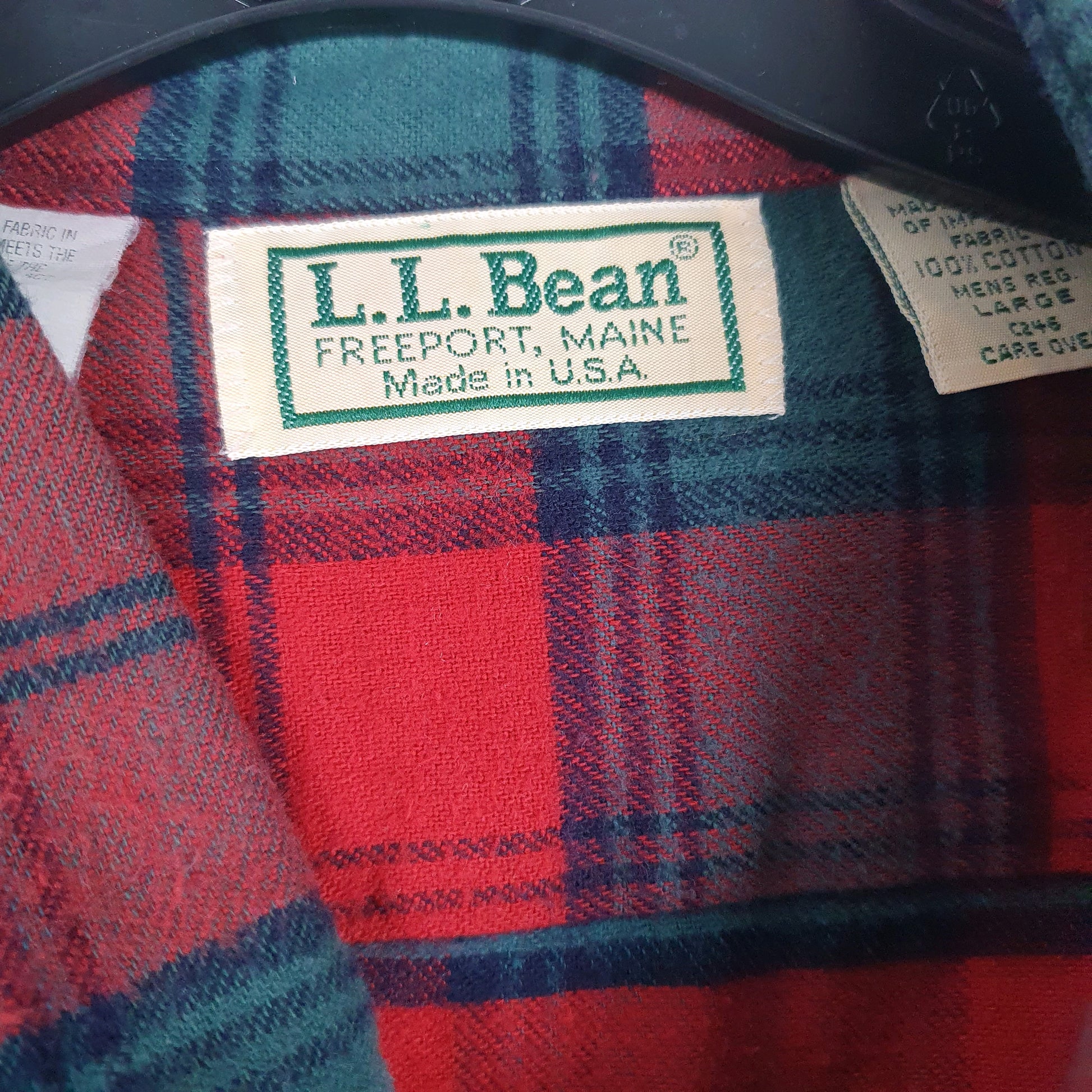 Mens Red L.L.Bean Flannel Vintage 90s Made In USA  Shirt