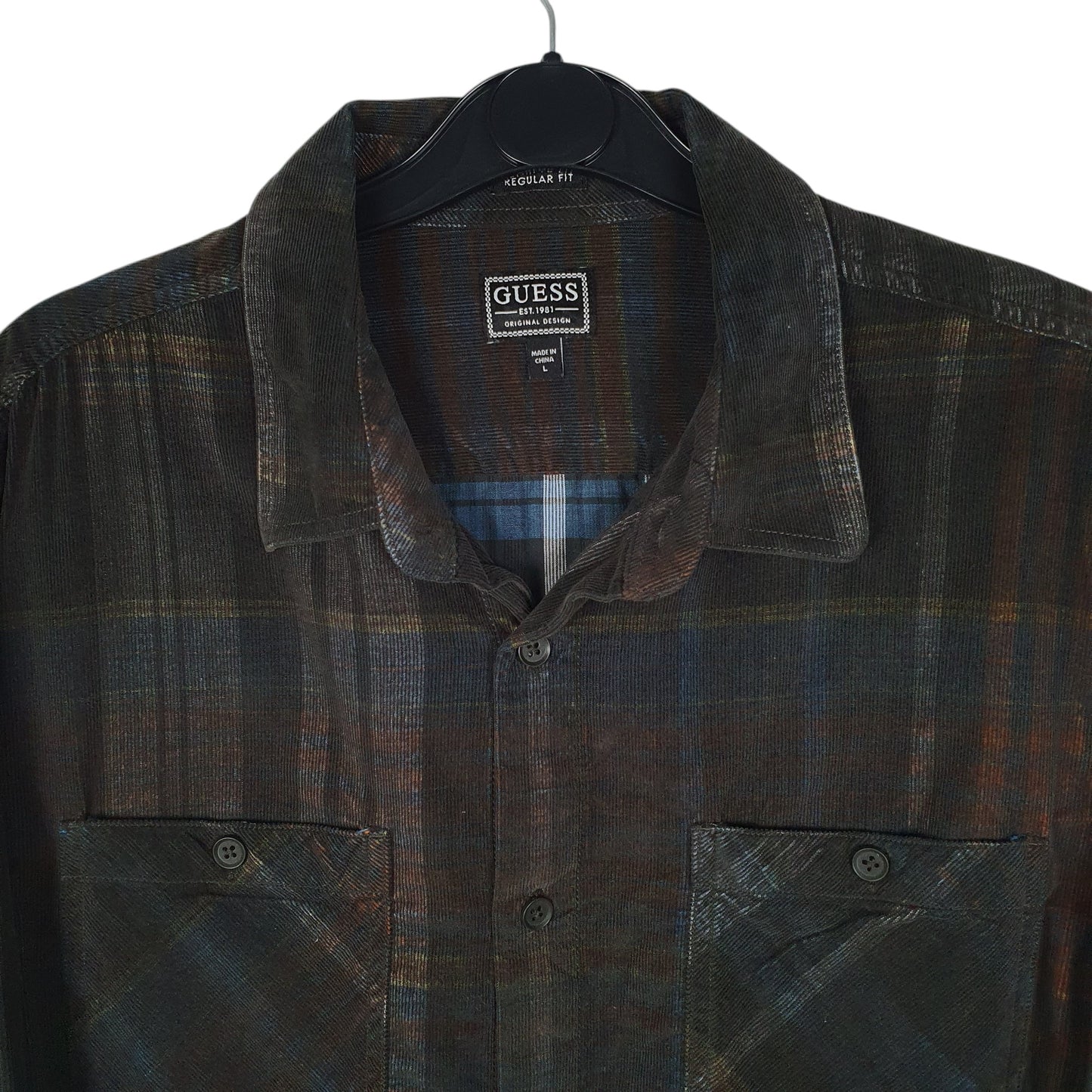 Mens Grey Guess Corduroy  Shirt