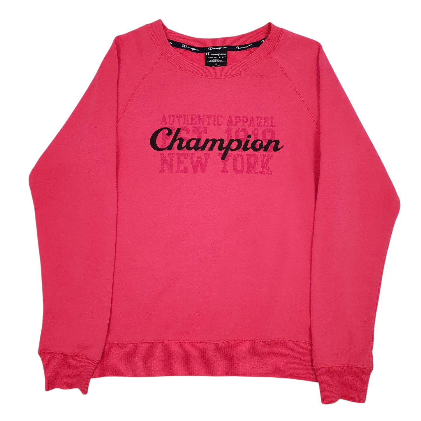 Womens Pink Champion Spellout Crewneck Jumper