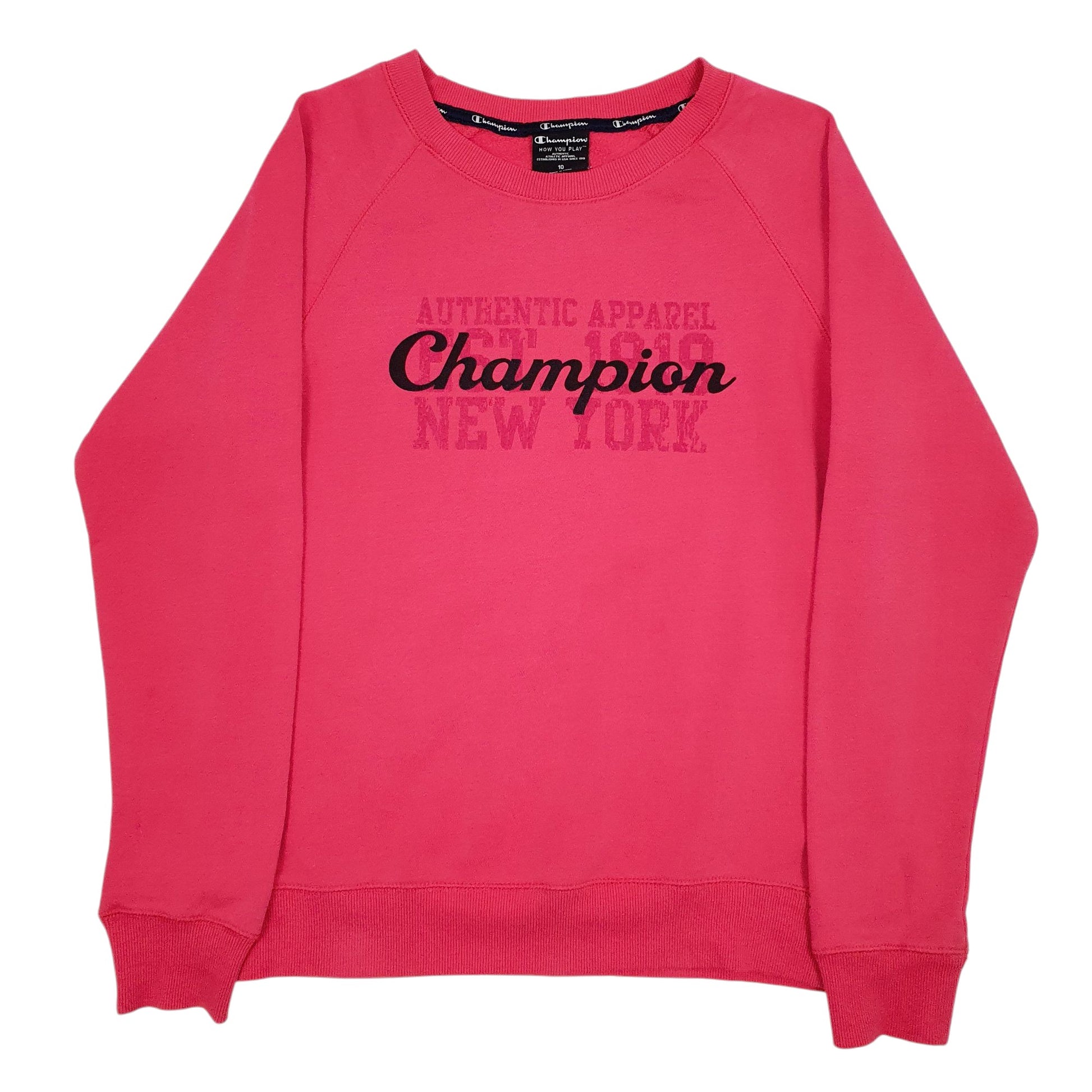 Womens Pink Champion Spellout Crewneck Jumper