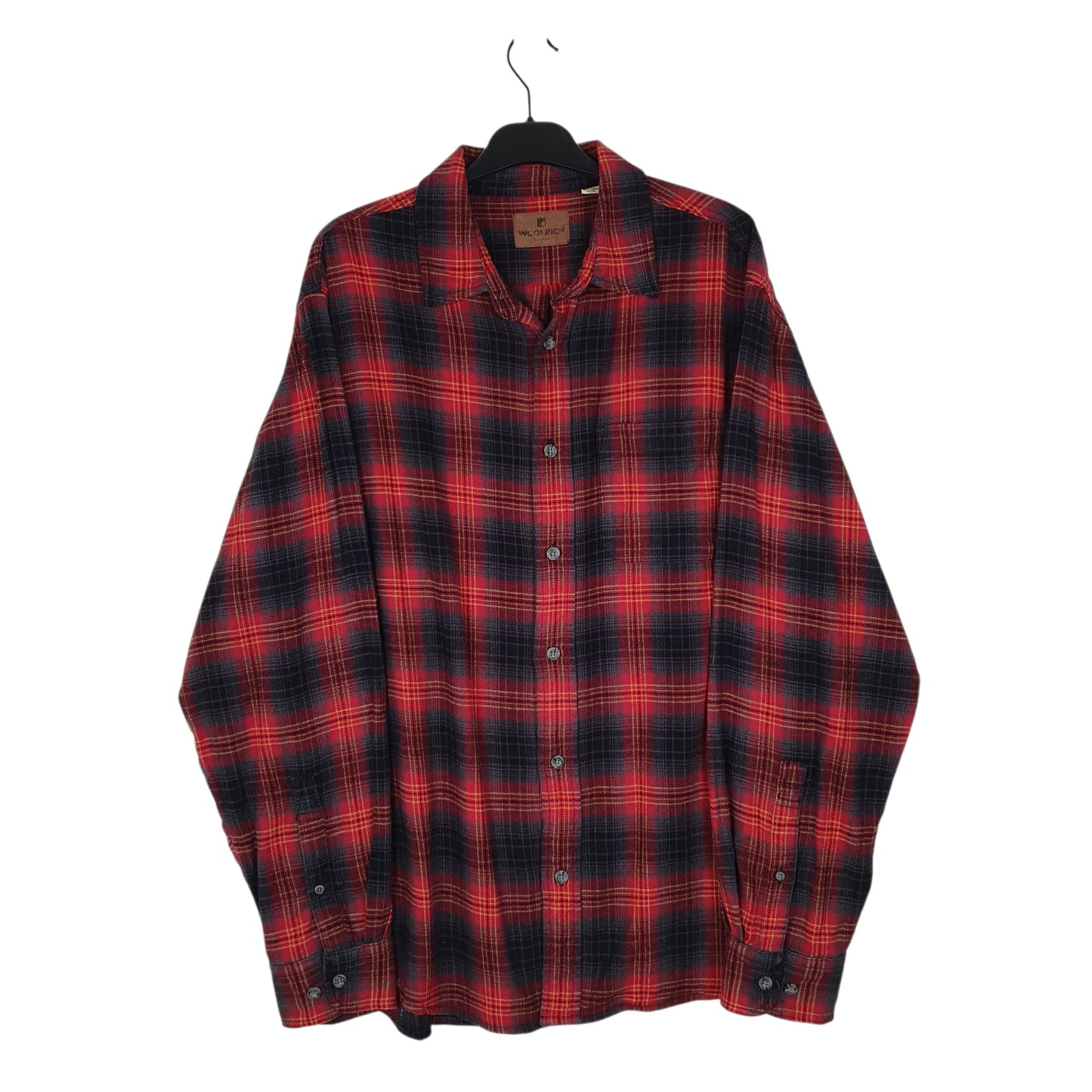 Mens Red Woolrich Thick Flannel Plaid Long Sleeve Shirt