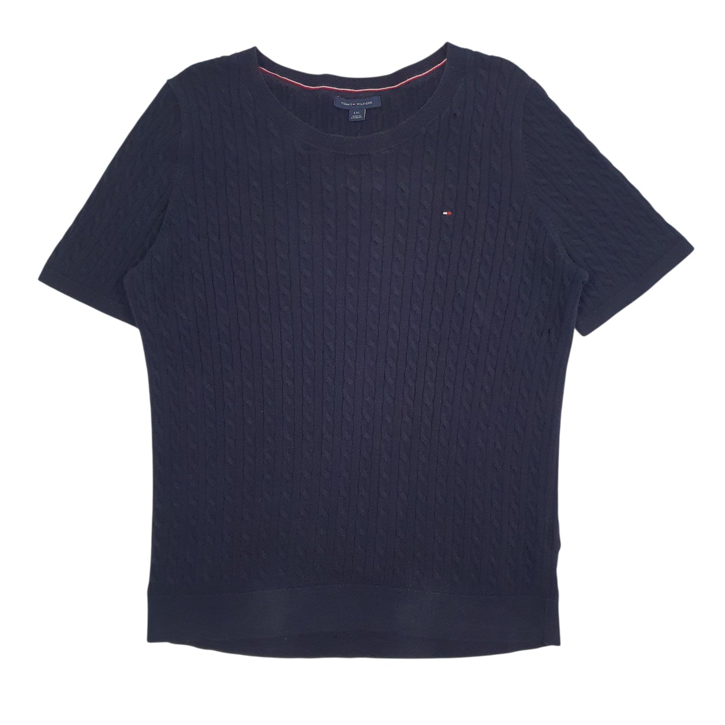 Womens Navy Tommy Hilfiger Cable Knit Crewneck Jumper
