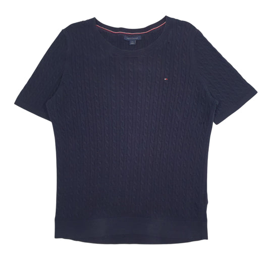 Womens Navy Tommy Hilfiger Cable Knit Crewneck Jumper