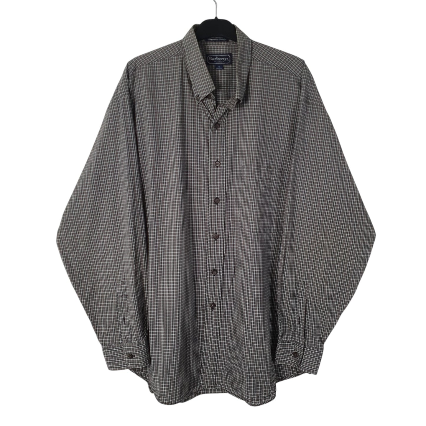 Mens Grey Burberry Vintage 90s Long Sleeve Shirt