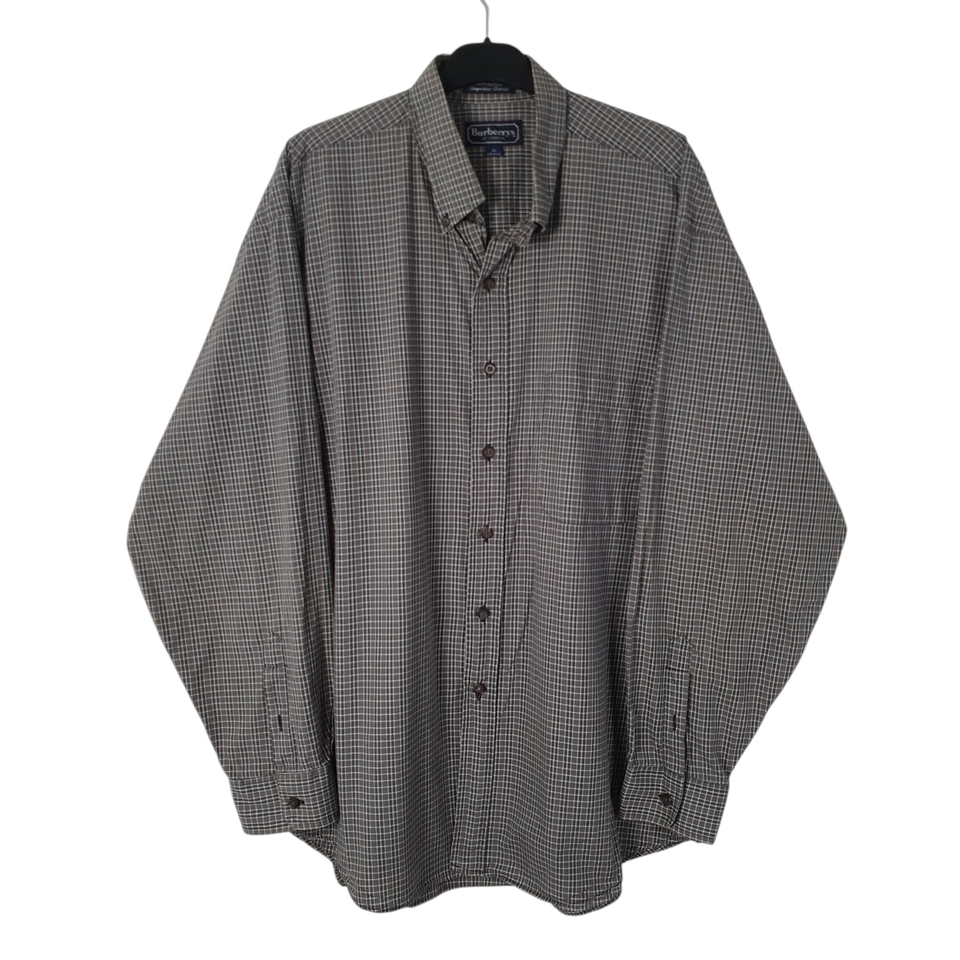Mens Grey Burberry Vintage 90s Long Sleeve Shirt