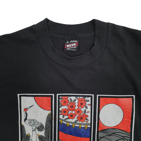 Mens Black Fruit Of The Loom Single Stitch Vintage 90s Japan  T Shirt