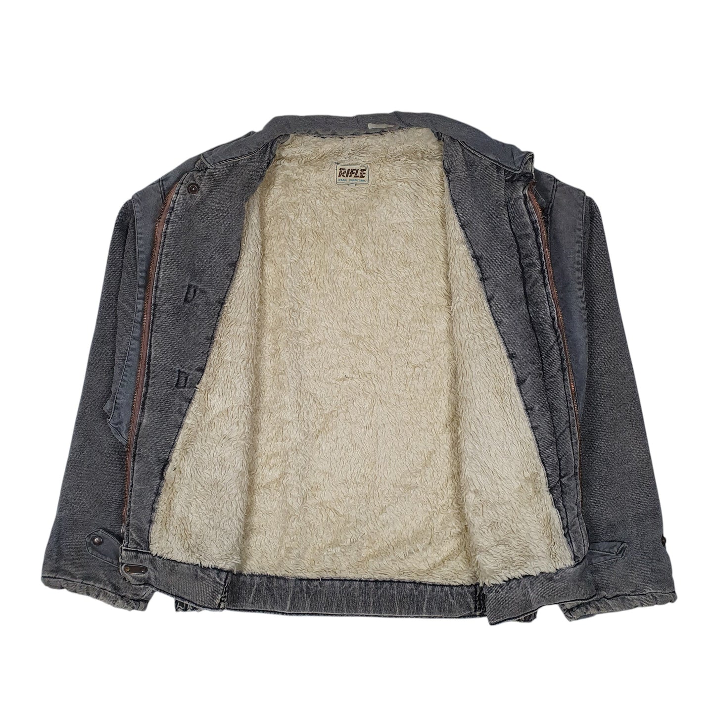 Mens Grey Rifle Vintage 1980s Sherpa Lined Bomber  Coat