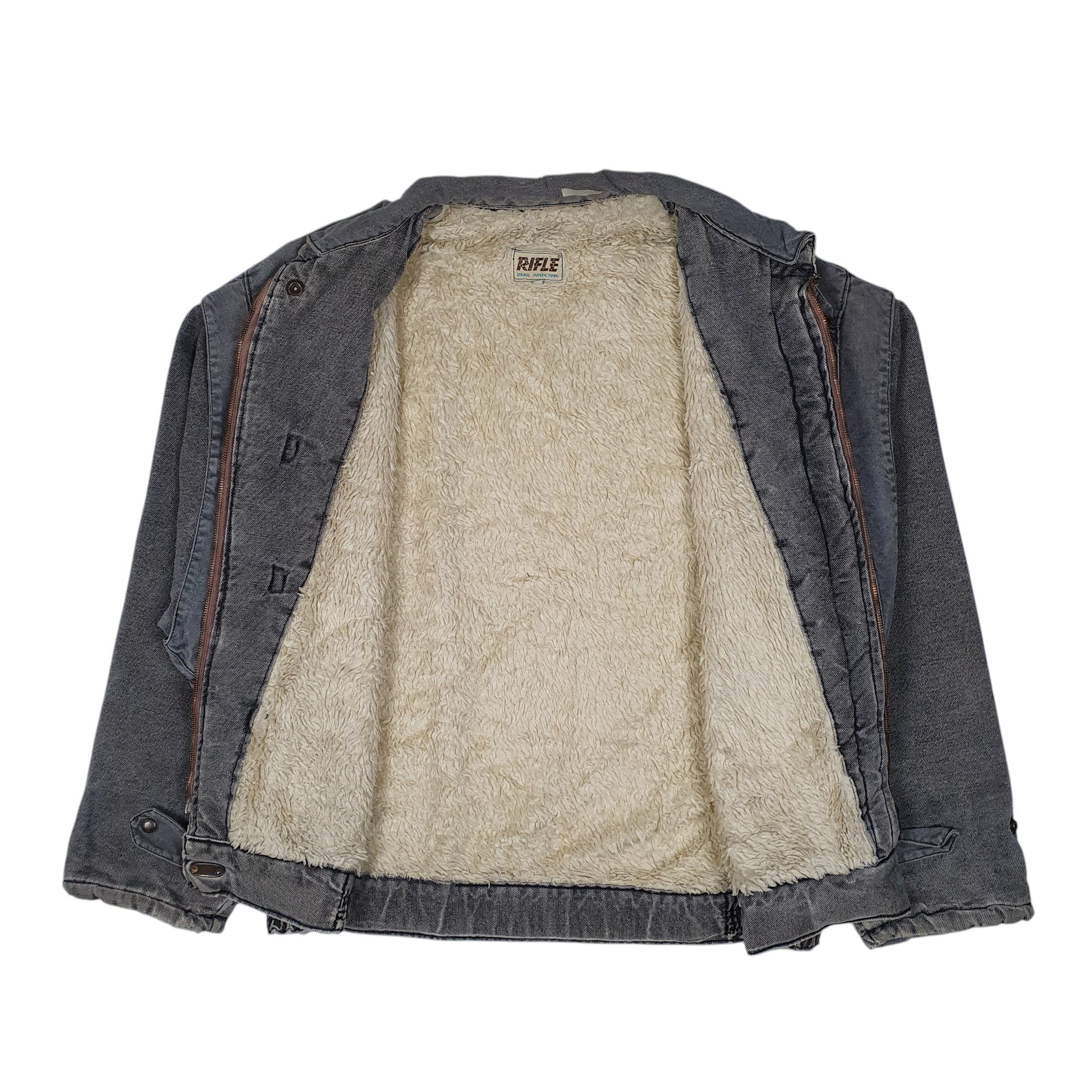 Mens Grey Rifle Vintage 1980s Sherpa Lined Bomber  Coat