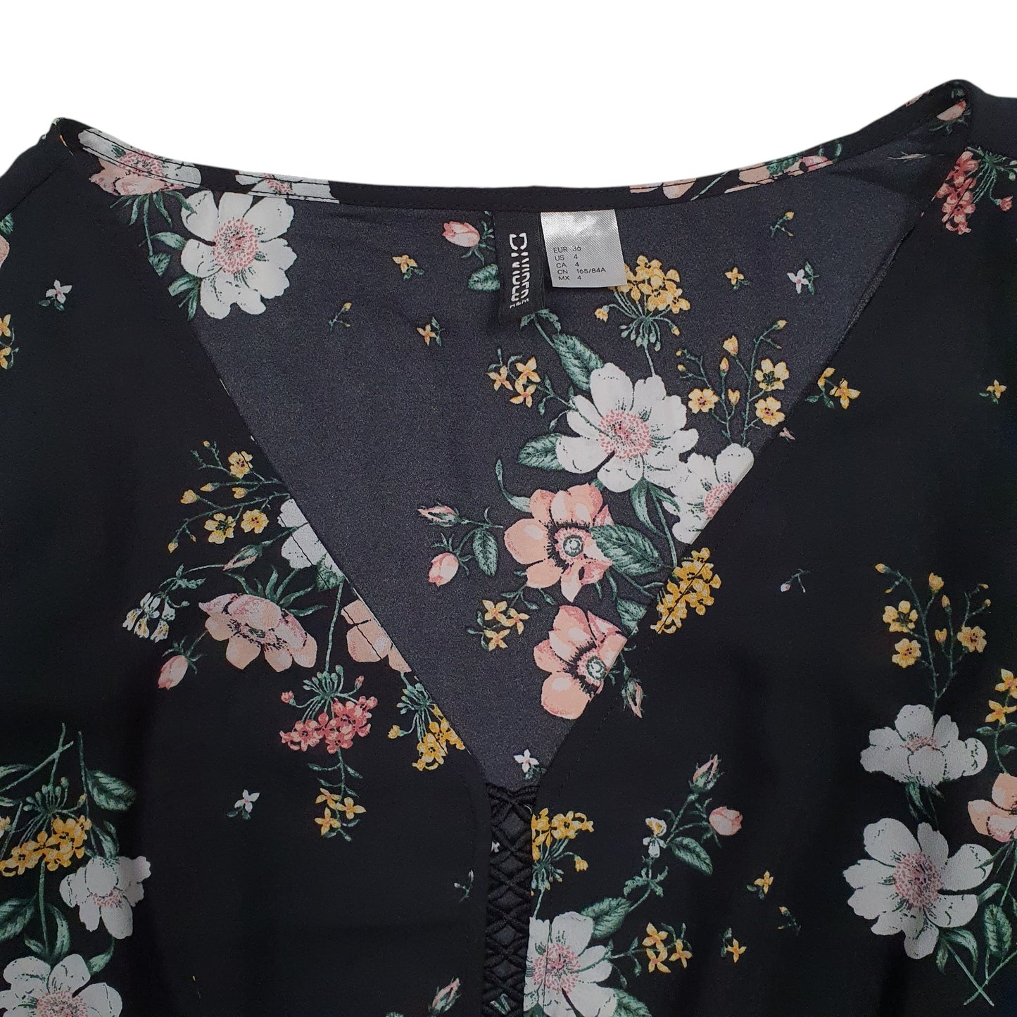 Womens Black H&M Floral  T Shirt