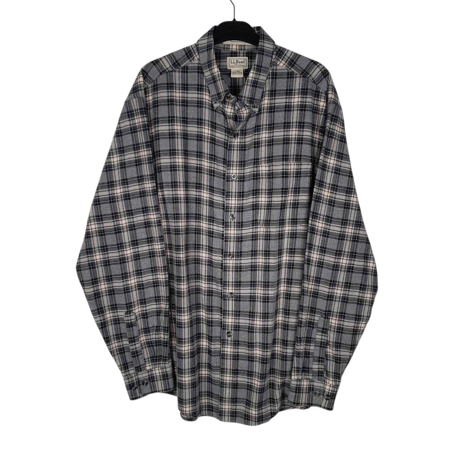 Mens Grey L.L.Bean Thick Flannel Long Sleeve Shirt