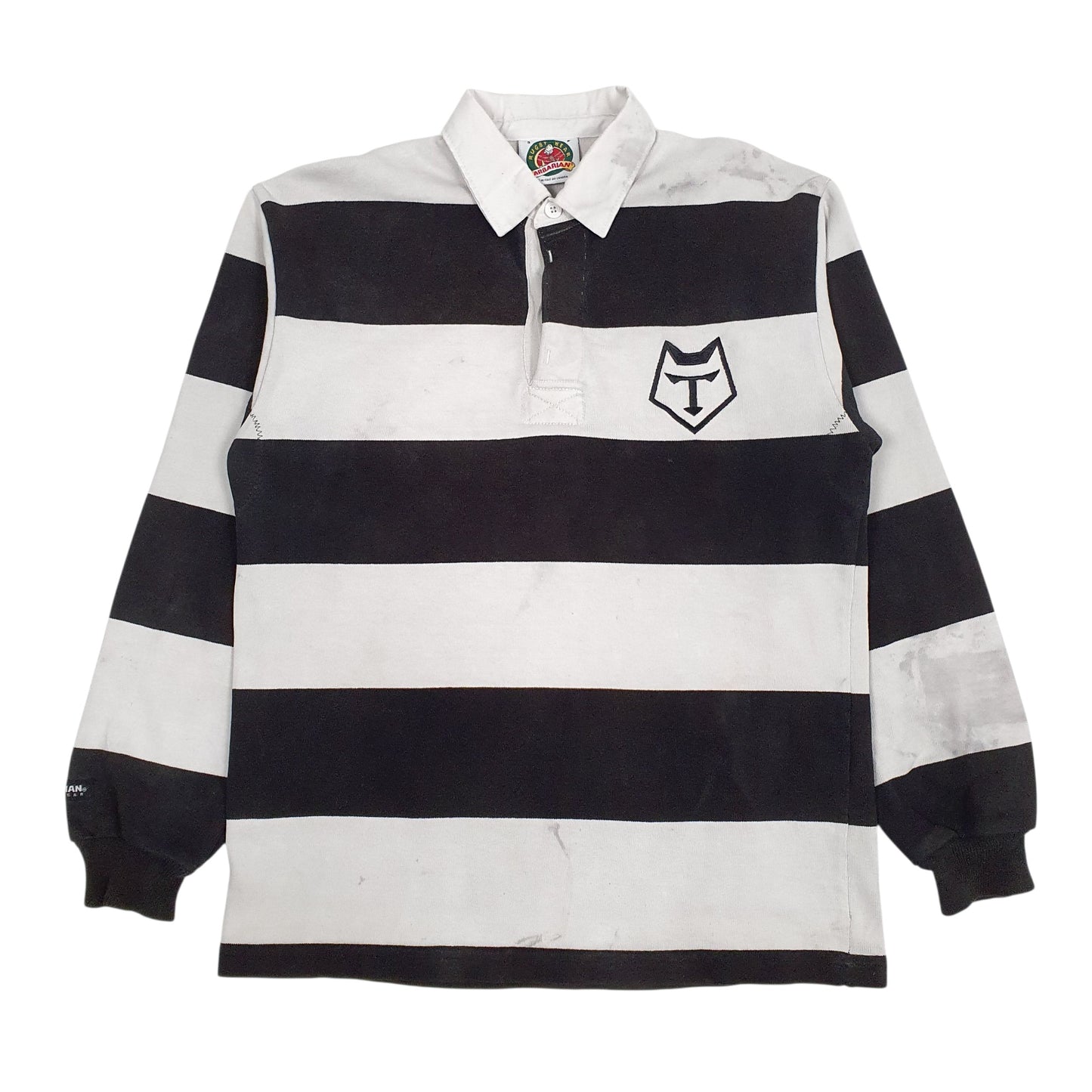 Mens Black Barbarian  Long Sleeve Polo Shirt