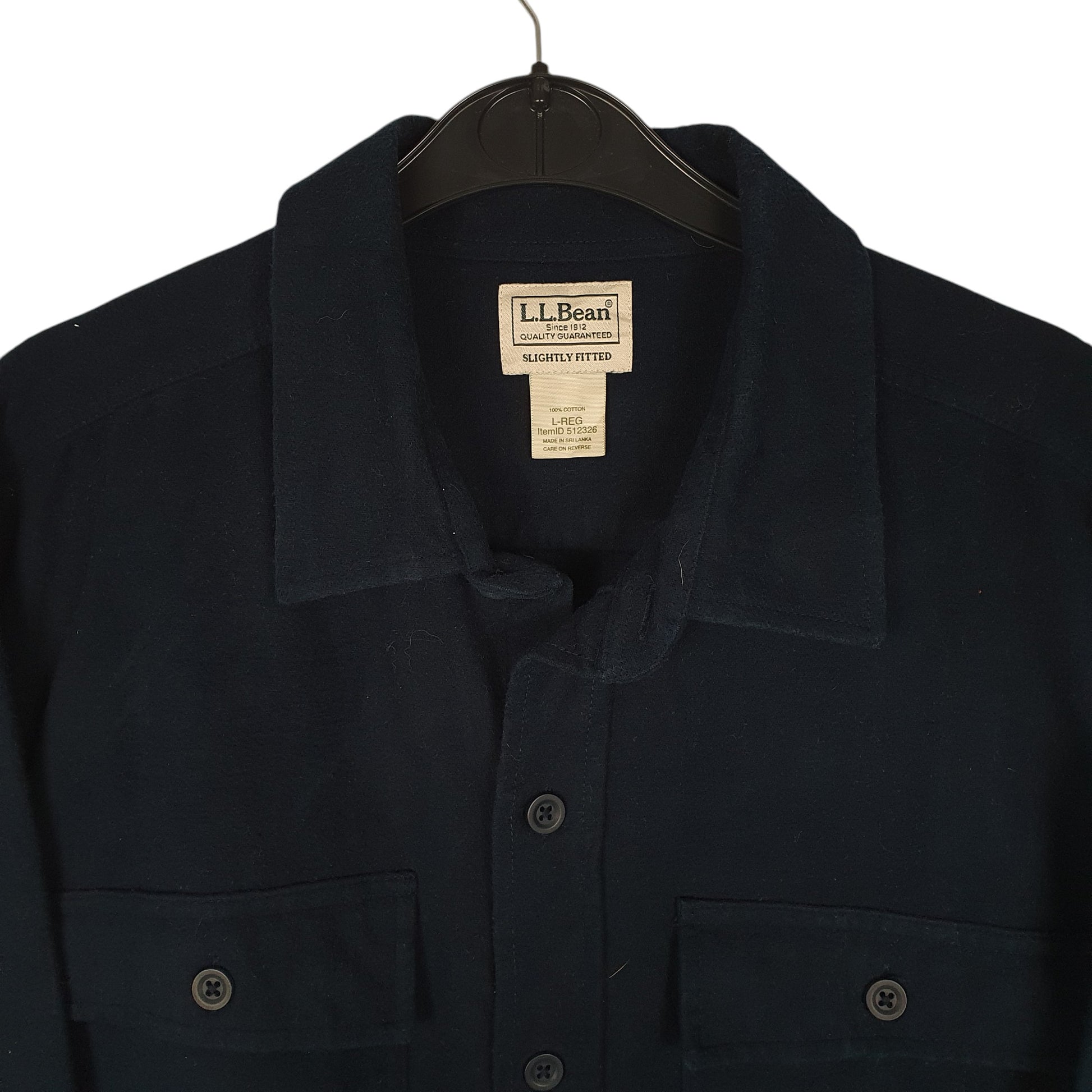 Mens Navy L.L.Bean Thick Chamois  Shirt