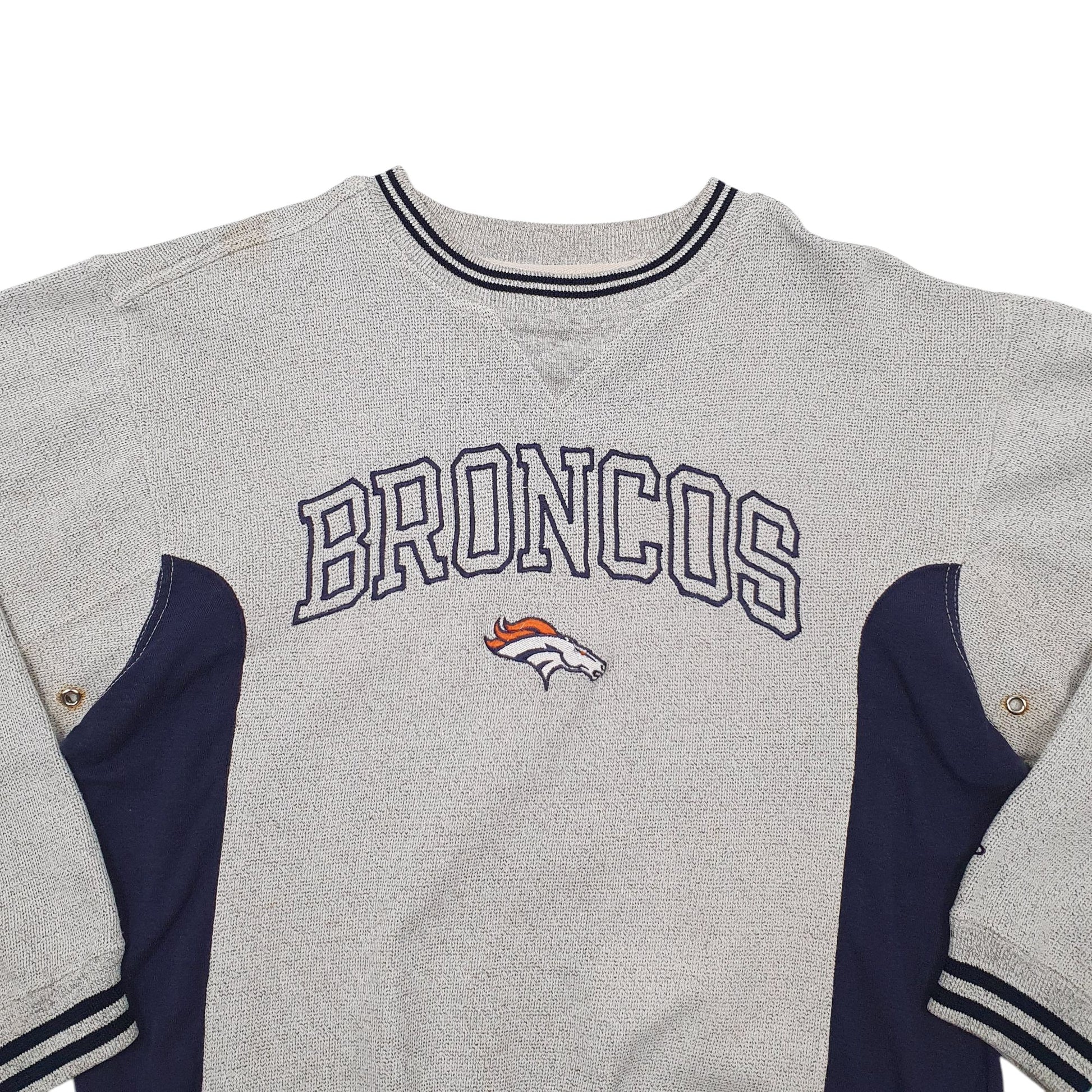 Mens Grey Logo Athletic NFL Denver Broncos Vintage 90s Crewneck Jumper