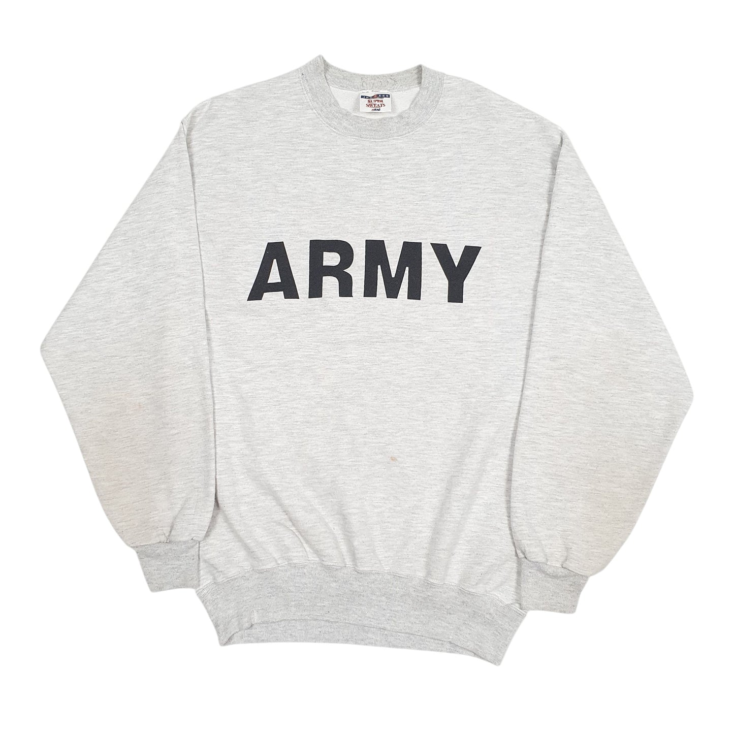Mens Grey Jerzees Army Crewneck Jumper