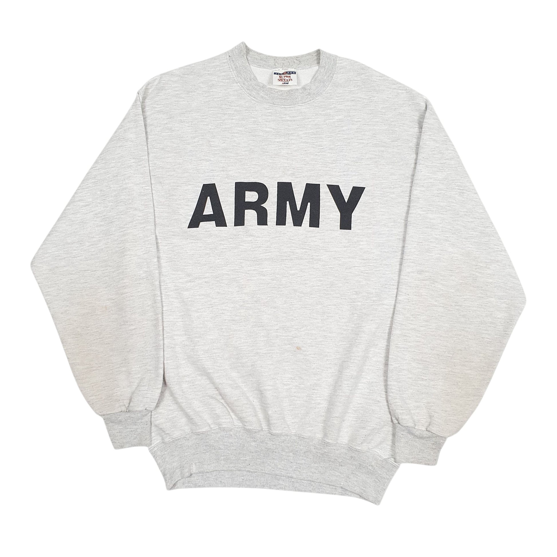 Mens Grey Jerzees Army Crewneck Jumper