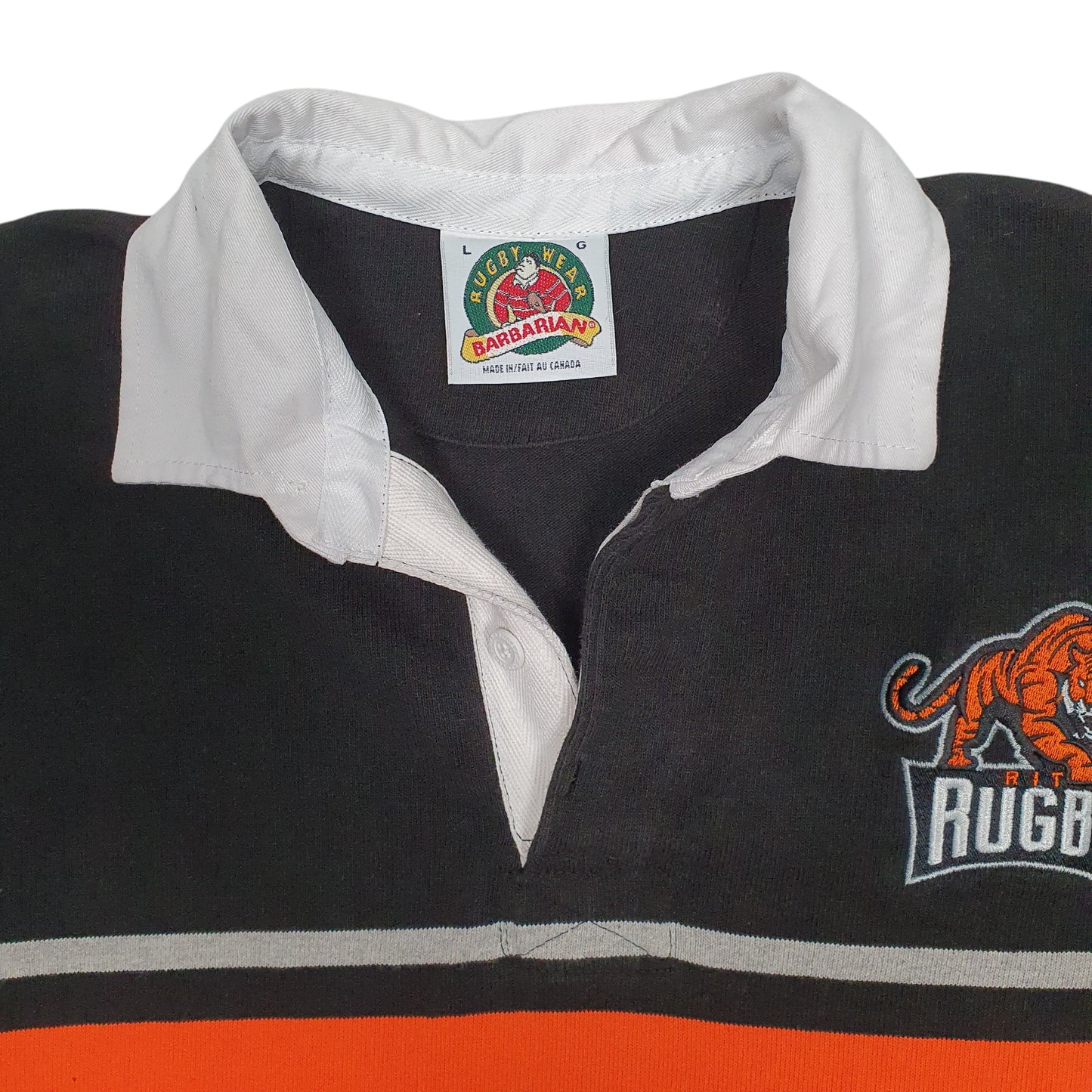 Mens Black Barbarian RIT Rugby Crewneck Polo Shirt