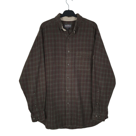 Mens Green Woolrich Thick Flannel Long Sleeve Shirt