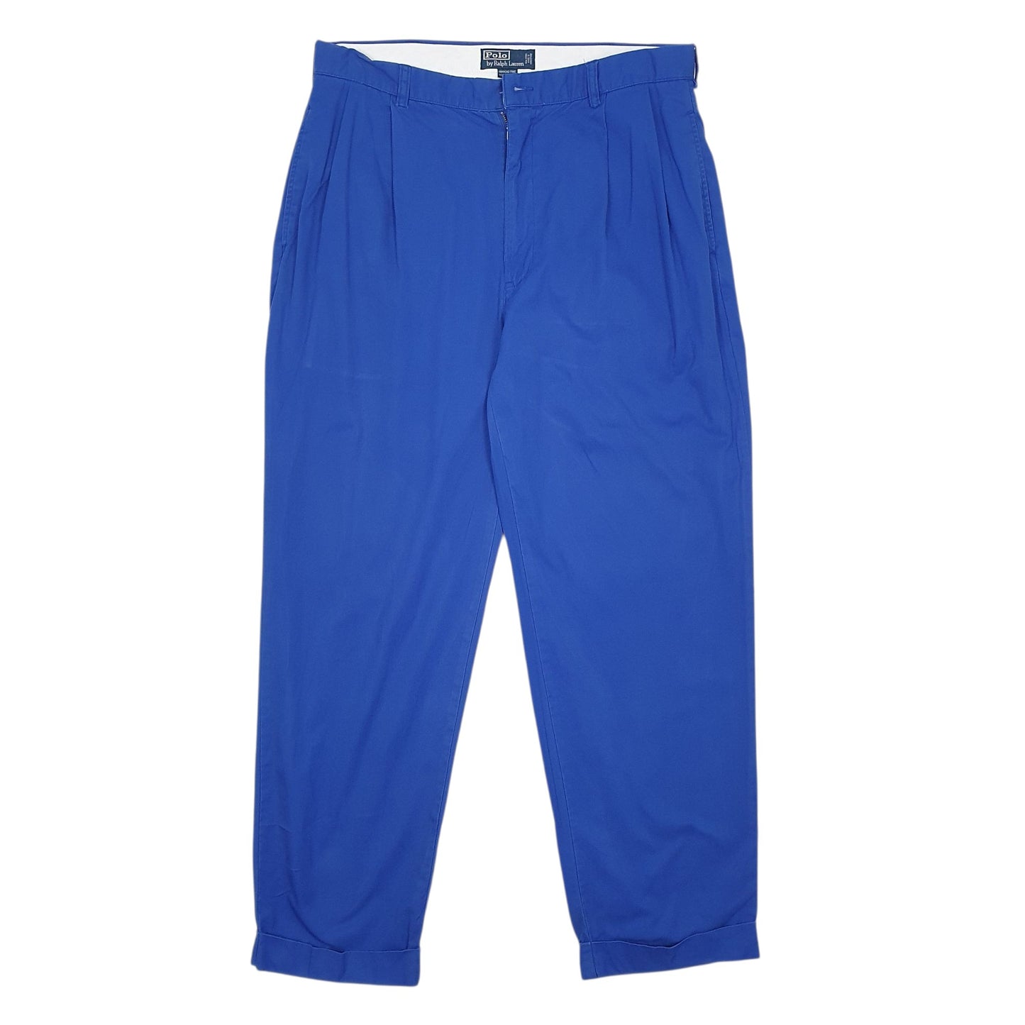 Mens Blue Polo Ralph Lauren Hammond Pant Pleated 90s Chino Trousers