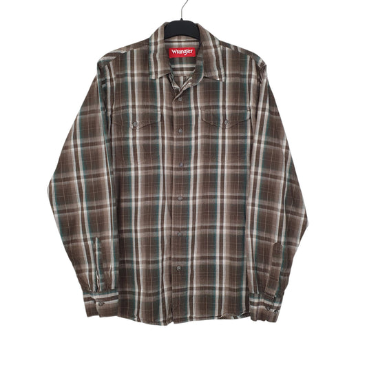 Mens Brown Wrangler  Long Sleeve Shirt