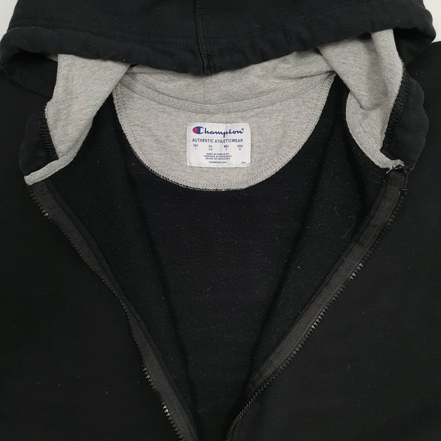 Mens Black Champion Hoodie Full Zip Jumper