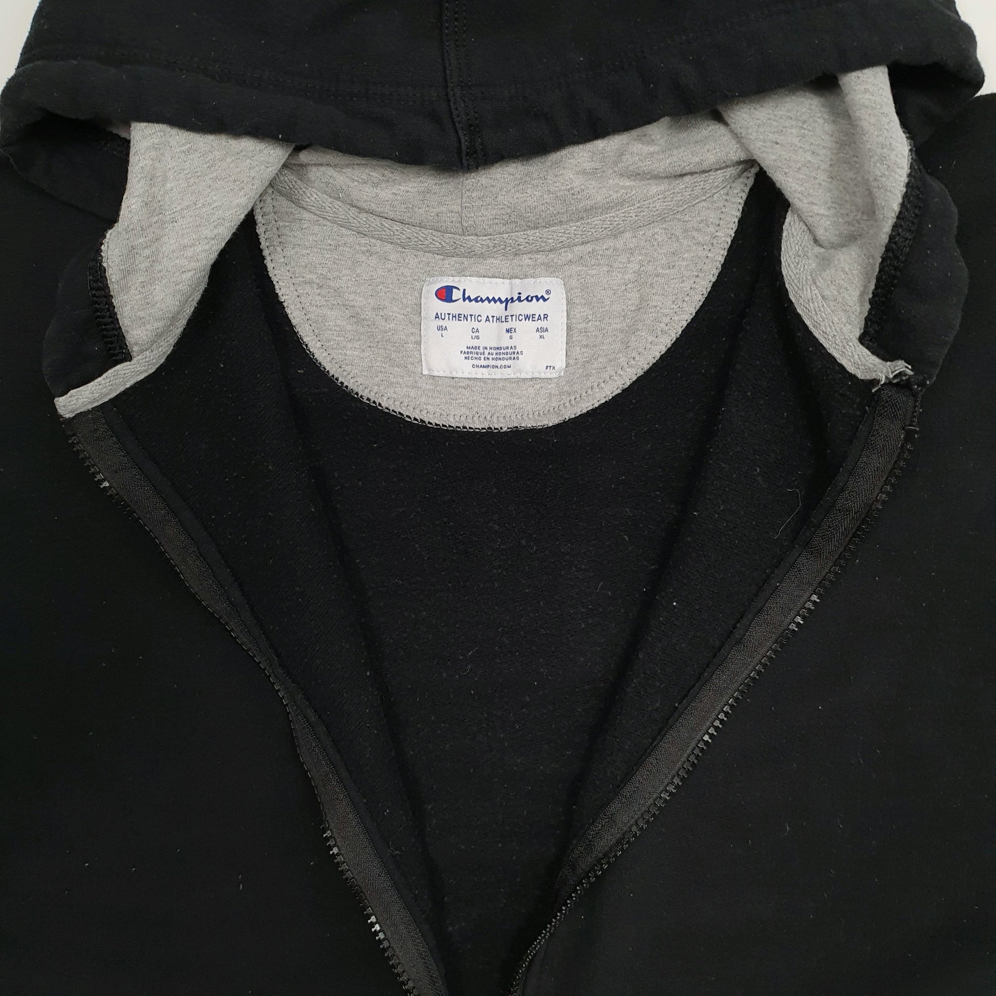Mens Black Champion Hoodie Full Zip Jumper