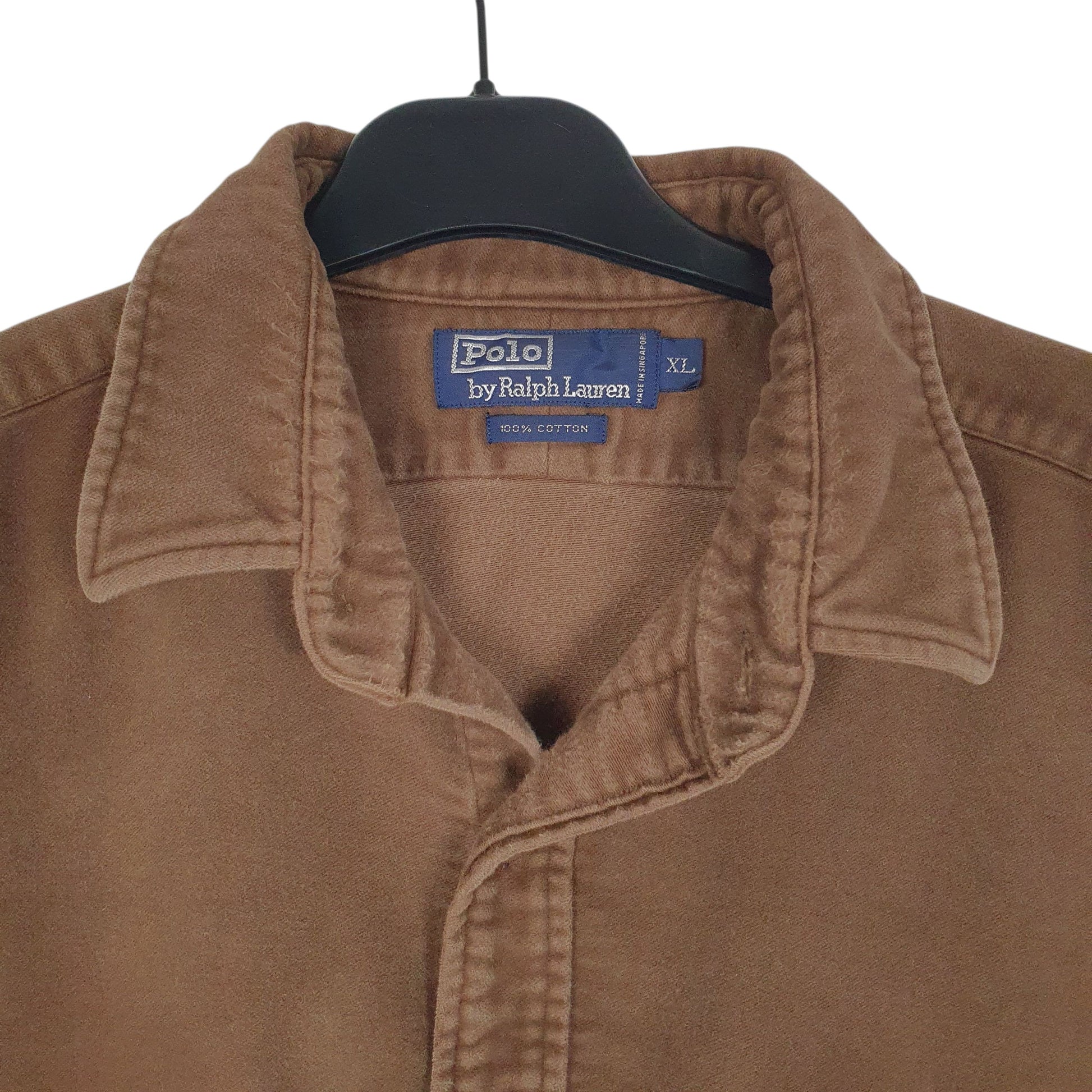 Mens Brown Polo Ralph Lauren Chamois Overshirt 90s  Shirt