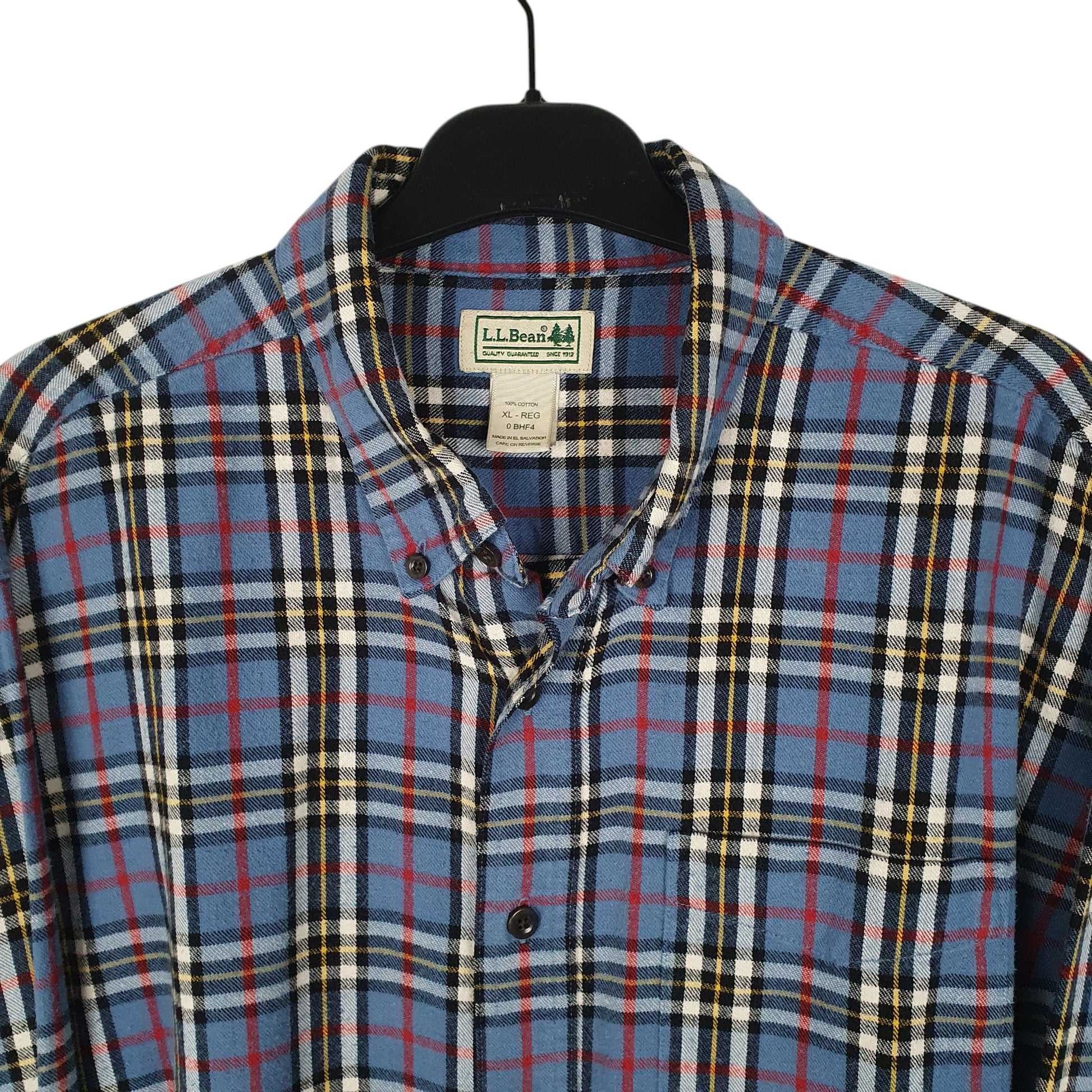 Mens Blue L.L.Bean Thick Flannel  Shirt