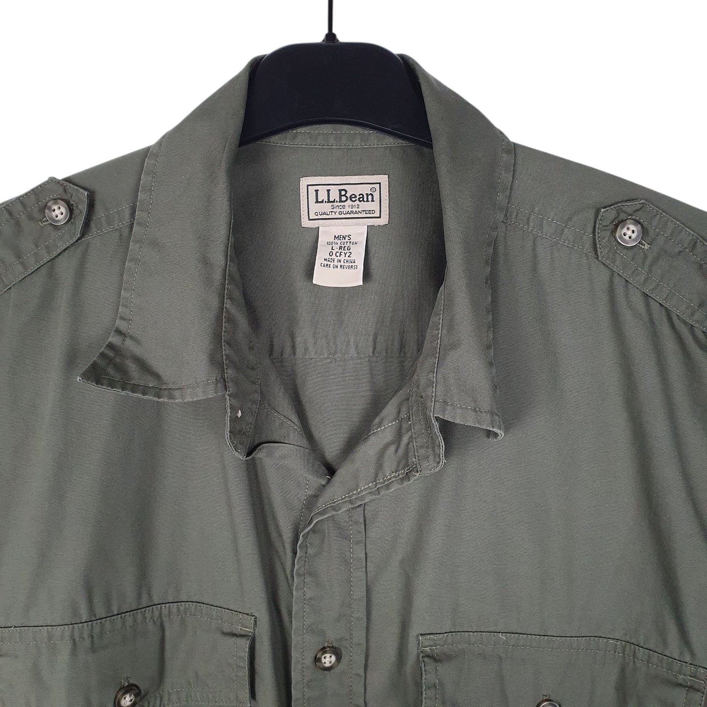 Mens Green L.L.Bean Military  Shirt