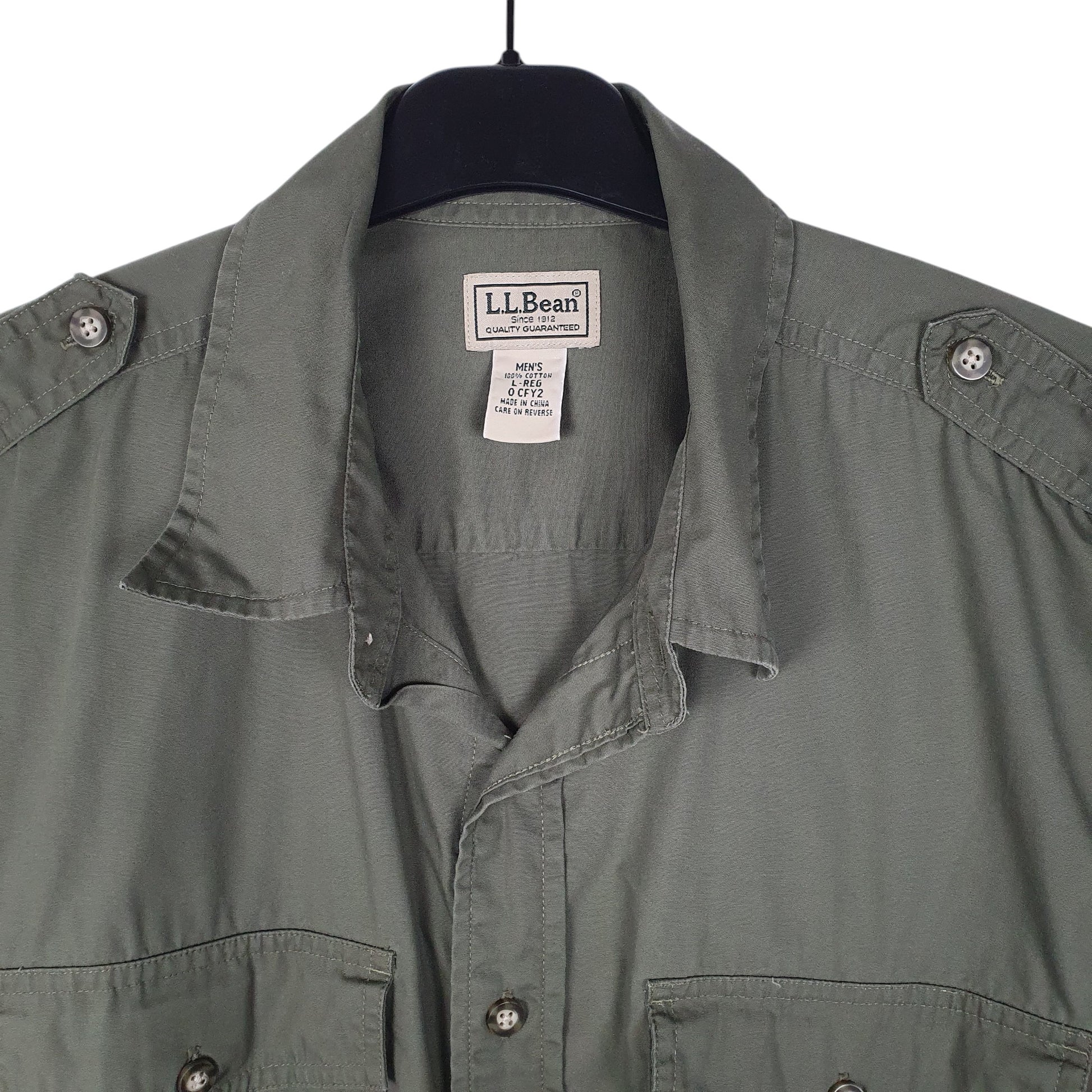 Mens Green L.L.Bean Military  Shirt