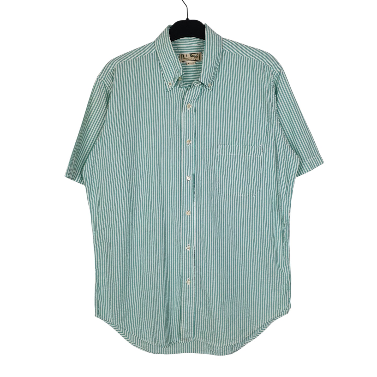 Mens Blue L.L.Bean Vintage 90s Made In USA Short Sleeve Shirt