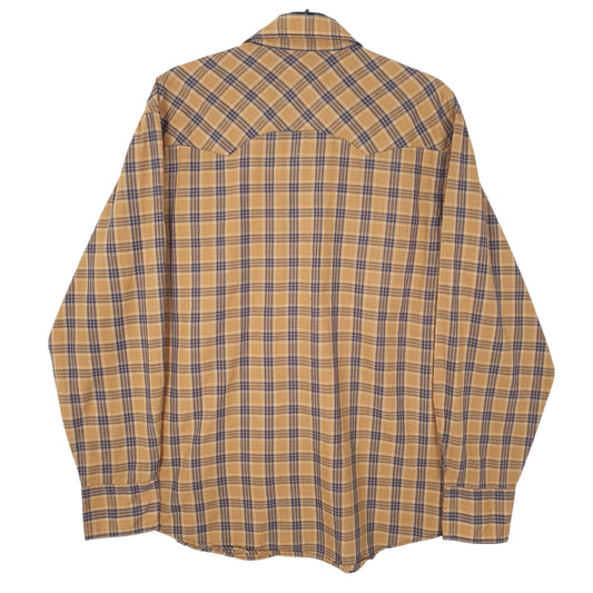 Mens Brown Wrangler Pearl Snap  Shirt