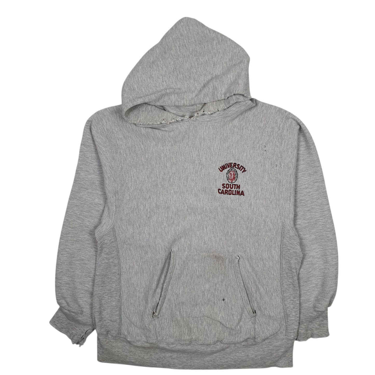Mens Grey Champion Reverse Weave Warm Up South Carolina Hoodie Jumper