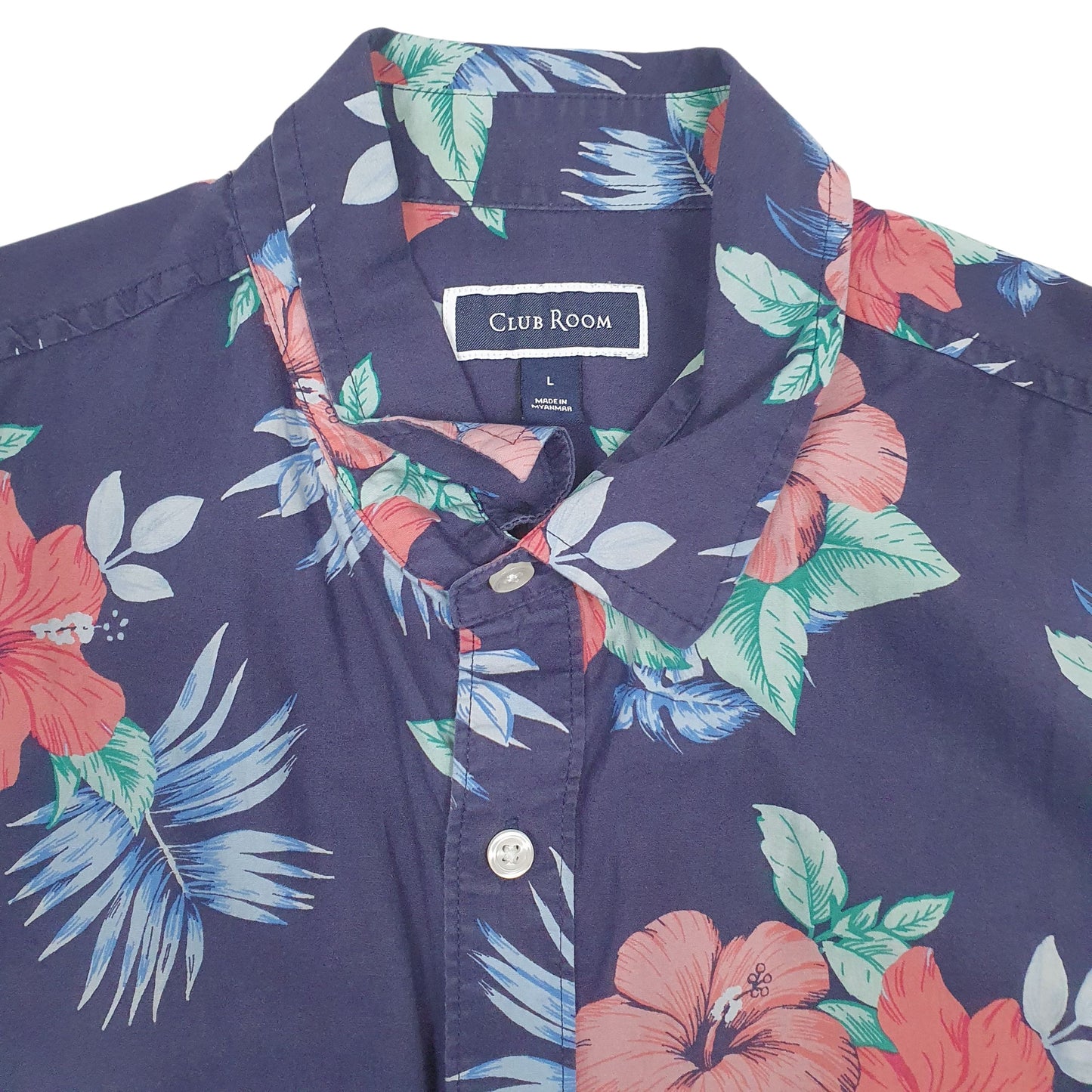 Mens Navy Club Room Hawaiian  Shirt