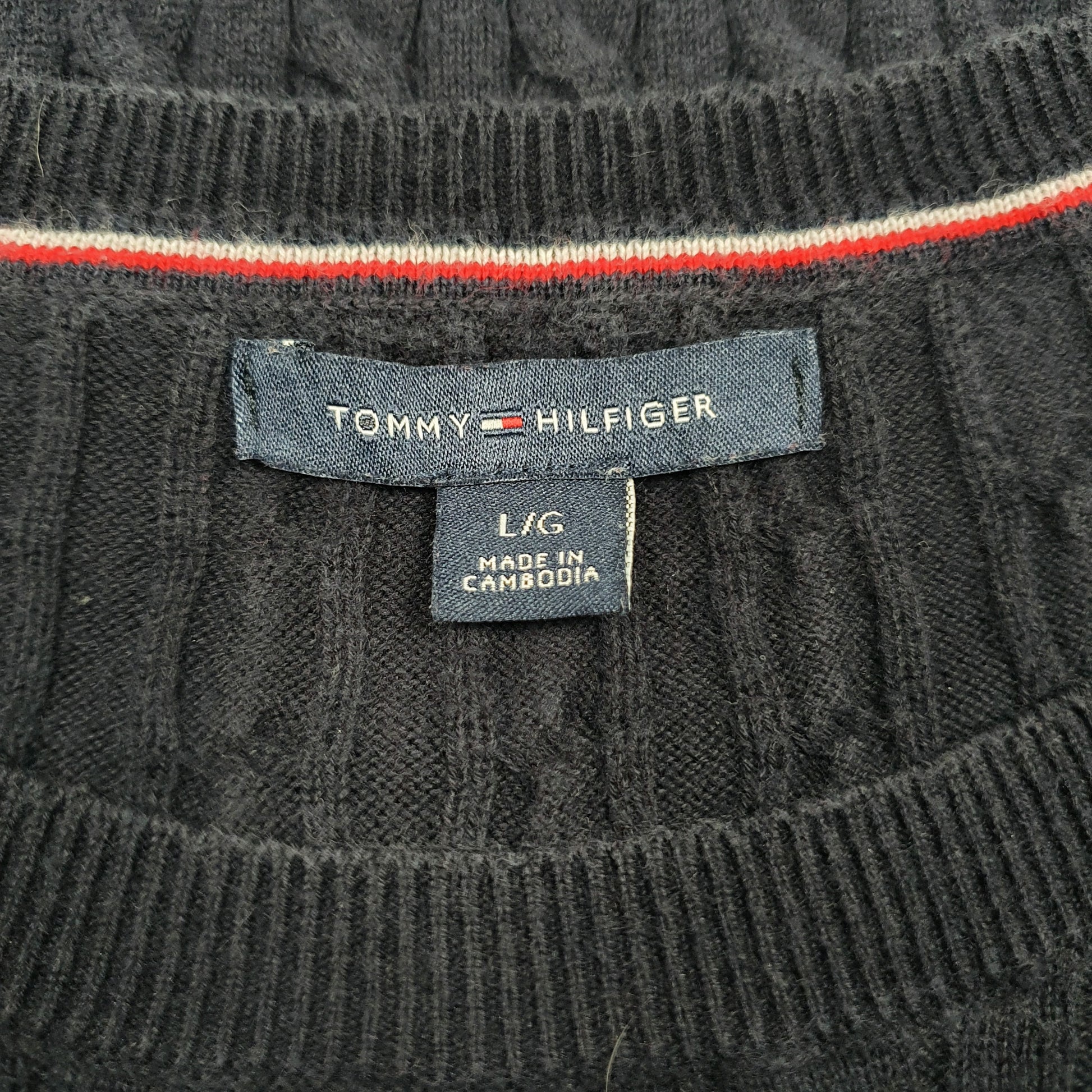 Womens Navy Tommy Hilfiger Cable Knit Crewneck Jumper