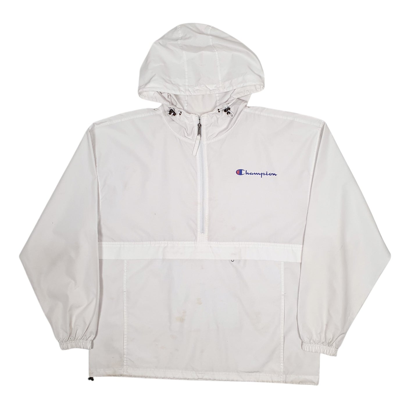 Mens White Champion Pullover Quarter Zip Coat