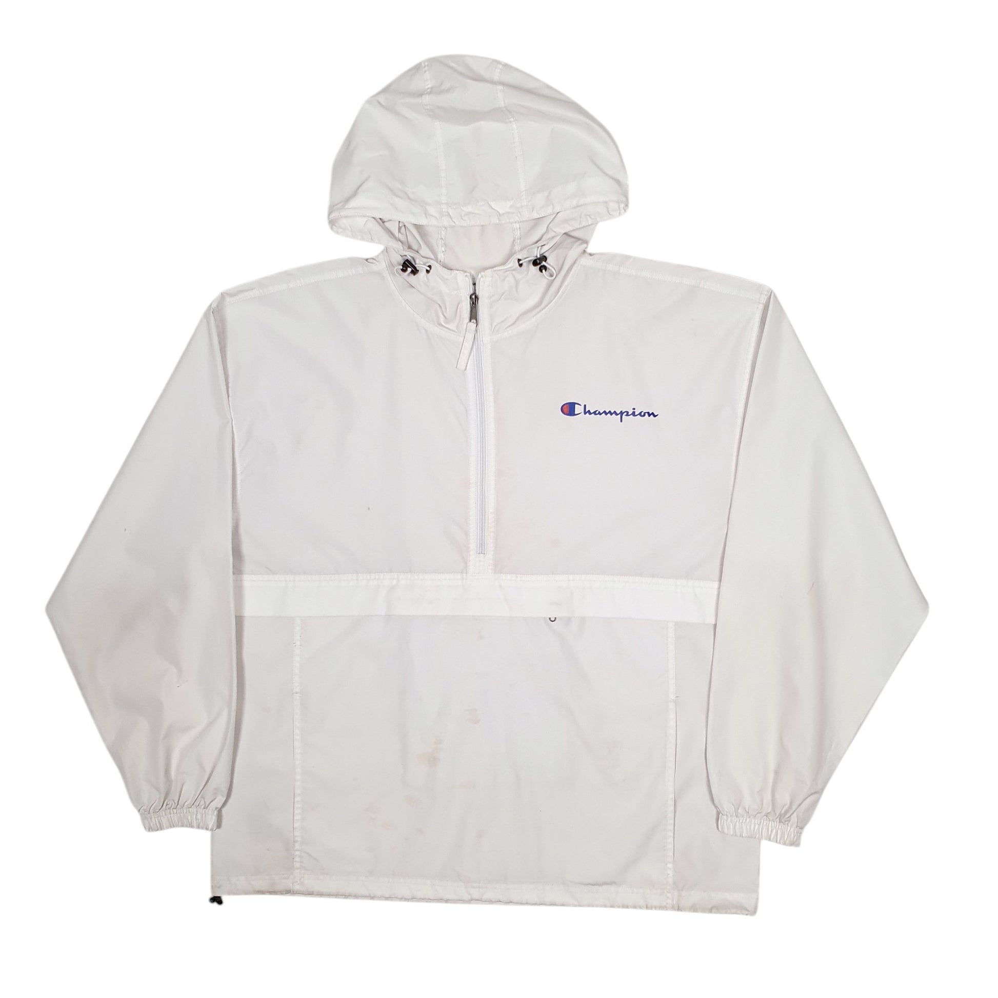 Mens White Champion Pullover Quarter Zip Coat