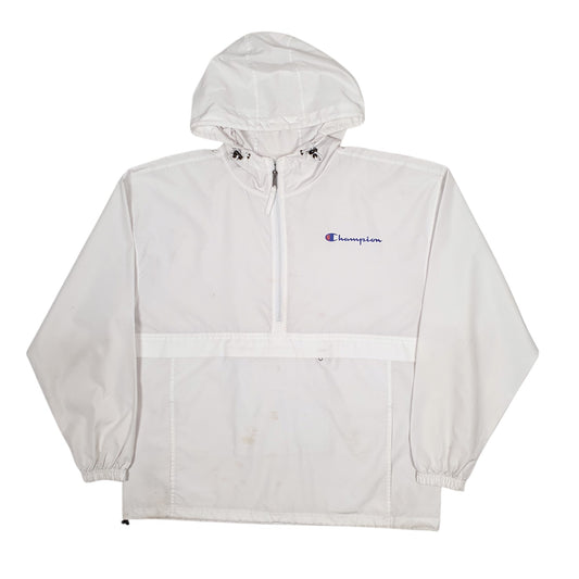 Mens White Champion Pullover Quarter Zip Coat