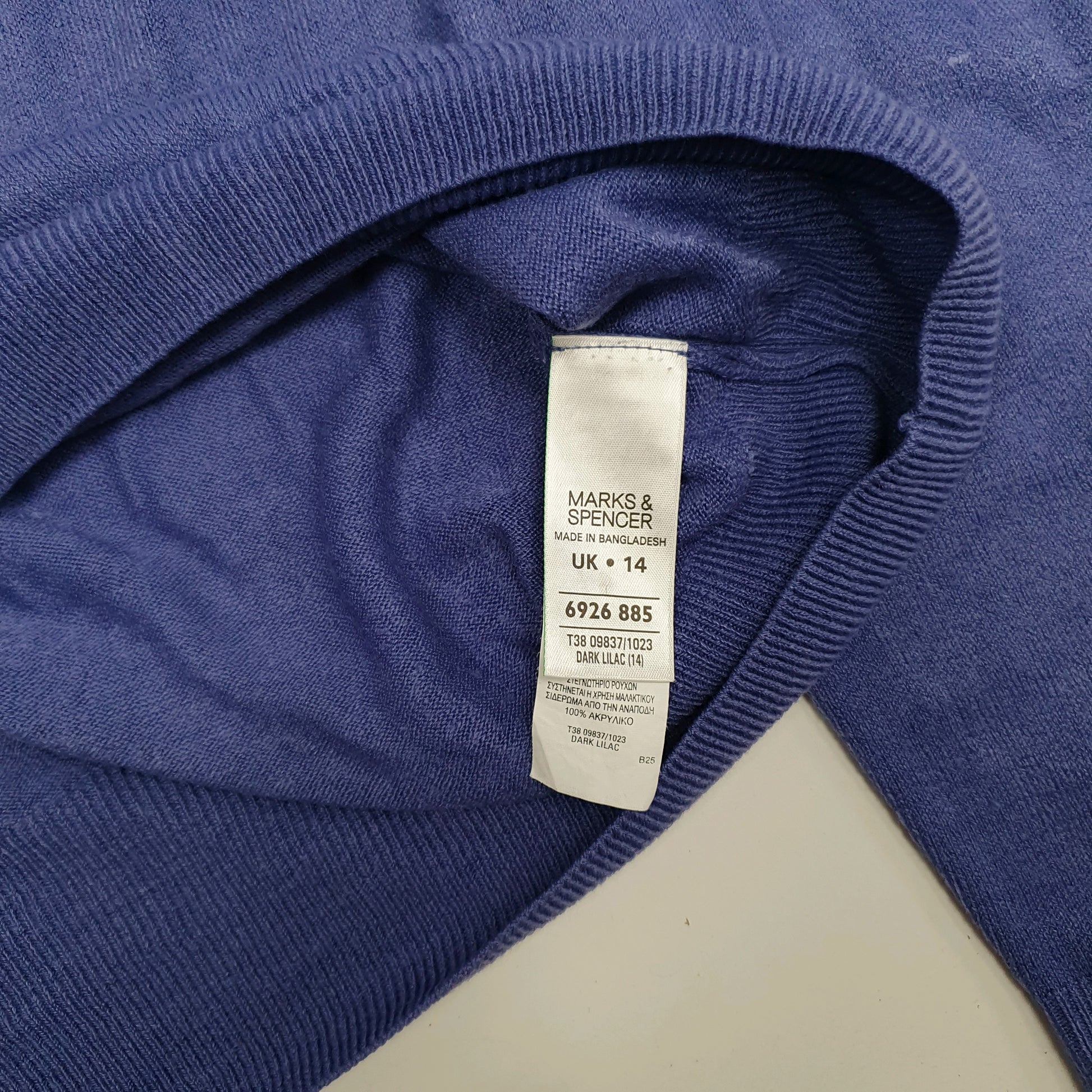 Womens Purple M&S Acryllic Turtle Neck Jumper