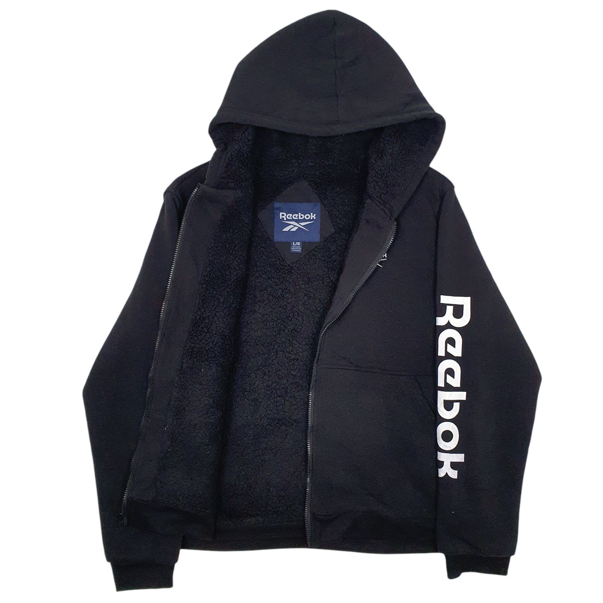 Mens Black Reebok Fleece Lined Full Zip Jumper