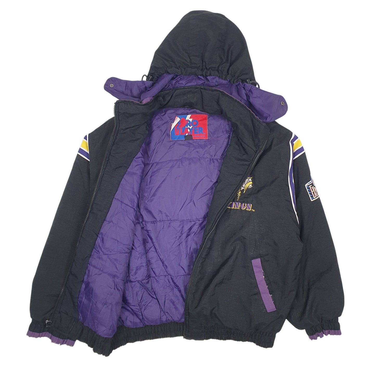 Mens Black Pro Player Vintage 90s NFL Vikings  Coat