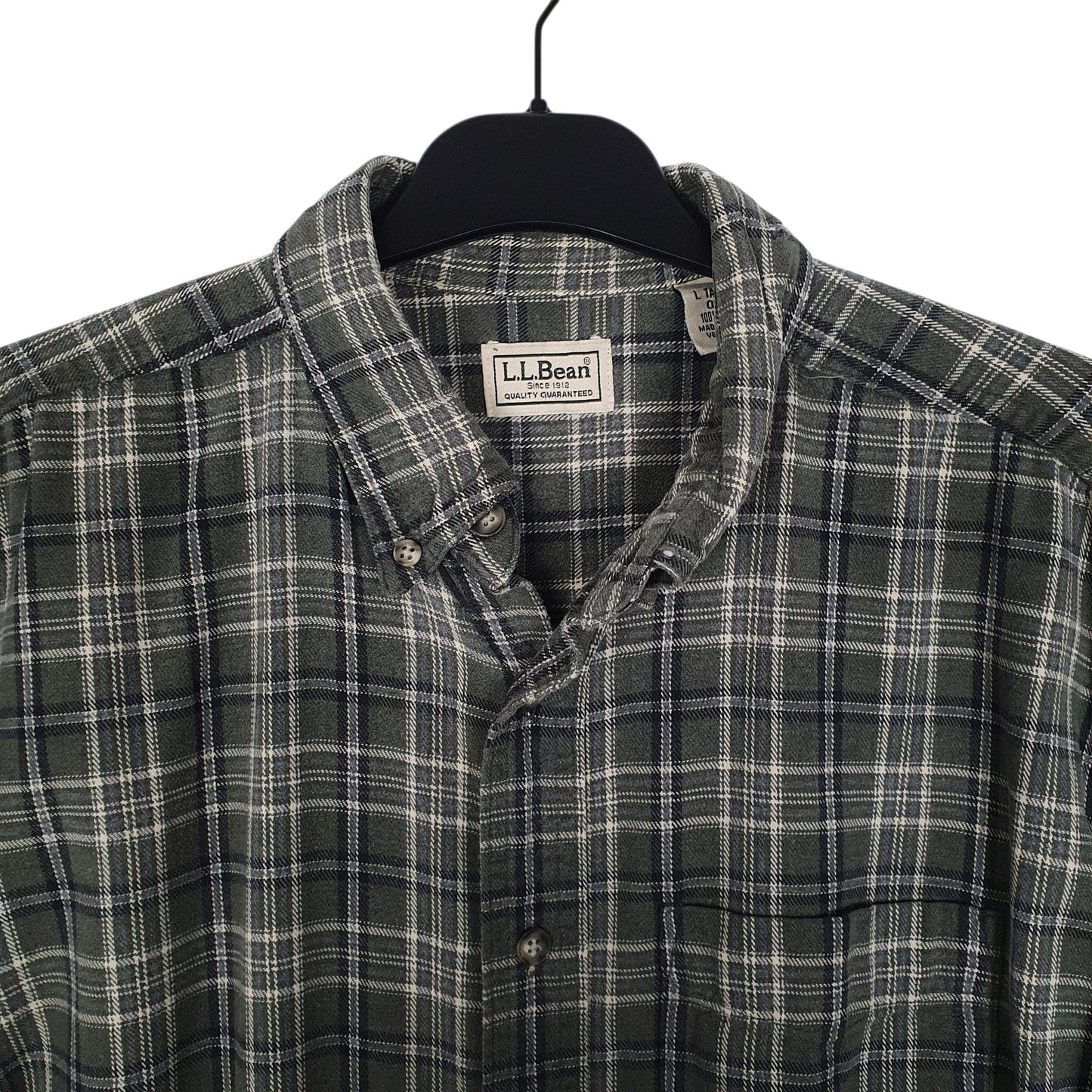 Mens Green L.L.Bean Thick Plaid Canvas  Shirt