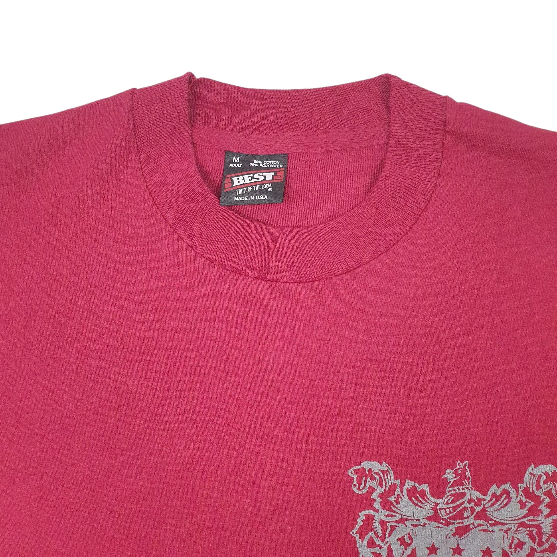 Mens Burgundy Fruit Of The Loom Single Stitch Vintage 90s  T Shirt