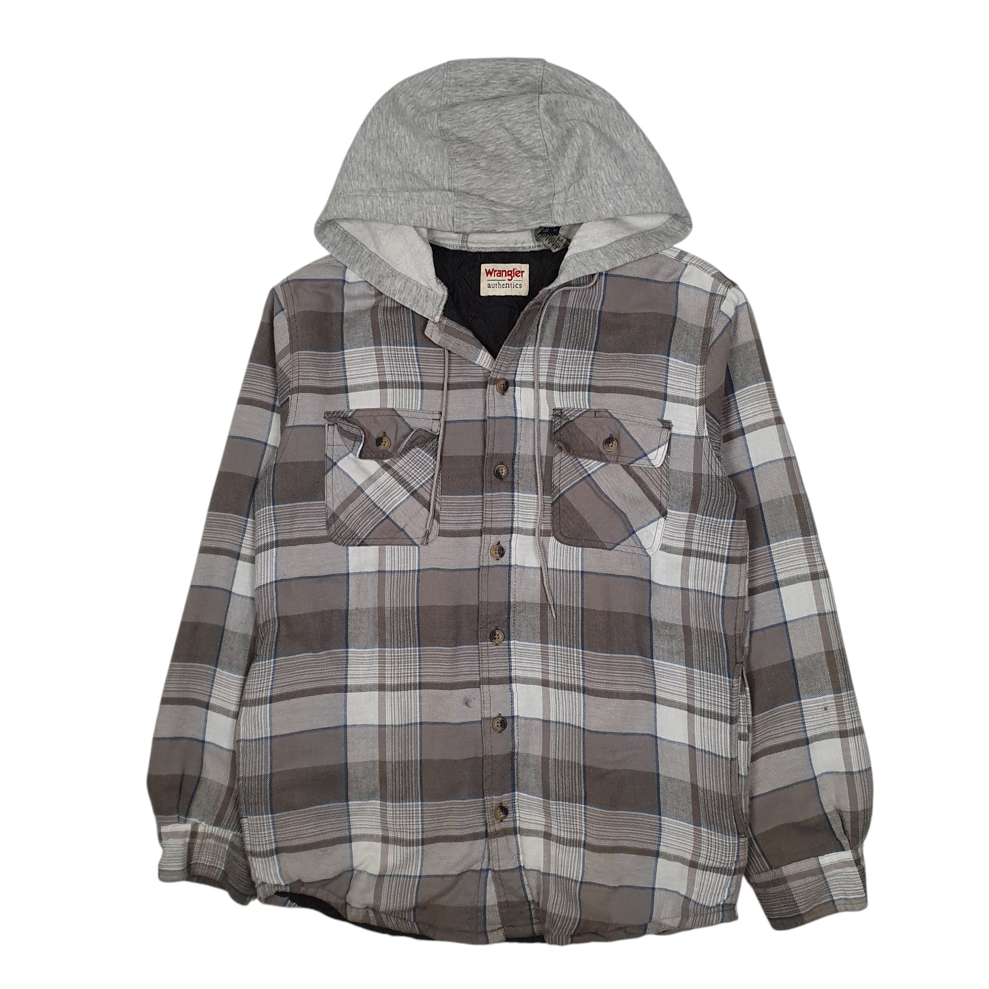 Mens Grey Wrangler Shacket Chore Hoodie  Coat