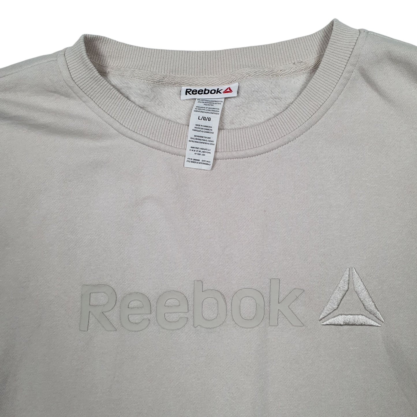 Mens Cream Reebok  Crewneck Jumper