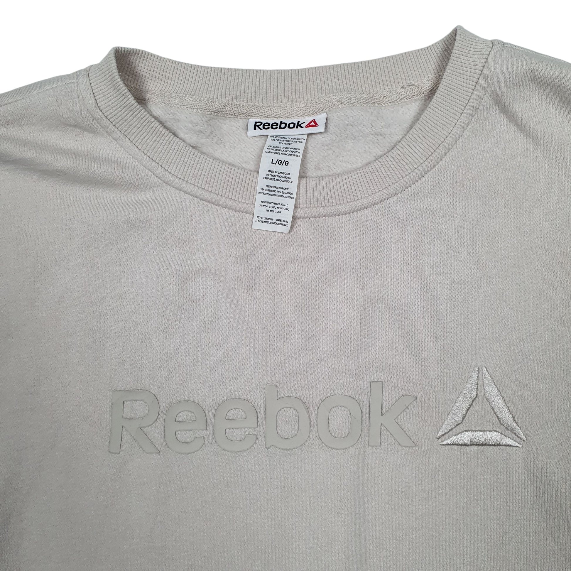 Mens Cream Reebok  Crewneck Jumper