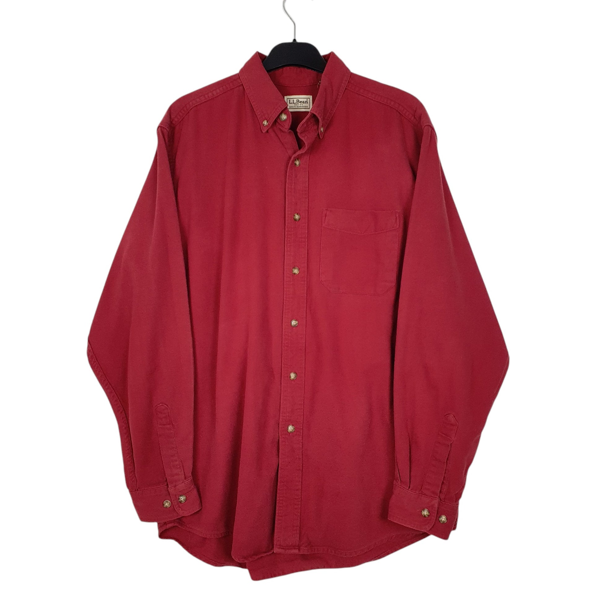 Mens Burgundy L.L.Bean Chamois Long Sleeve Shirt