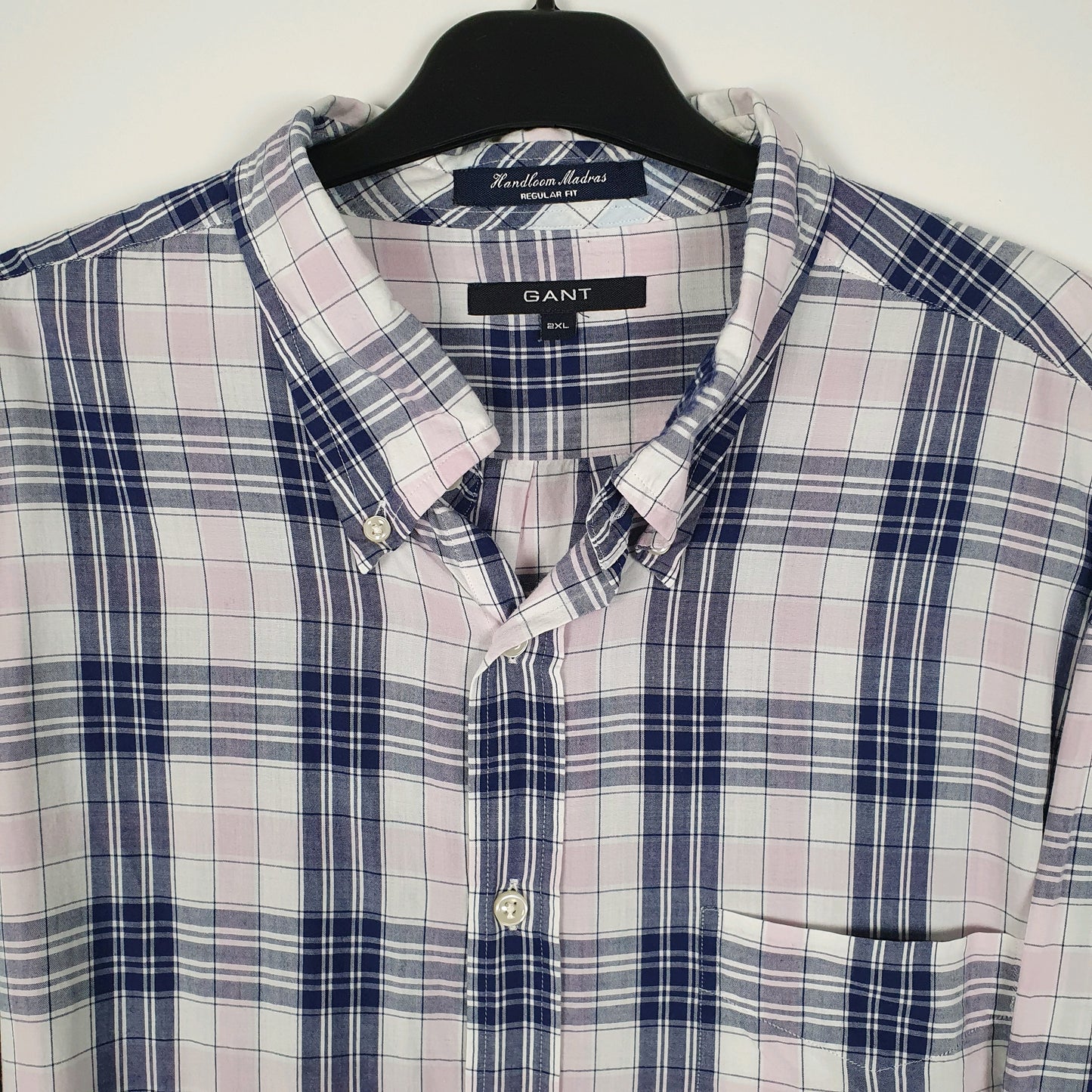Mens Navy GANT Handloom Madras  Shirt