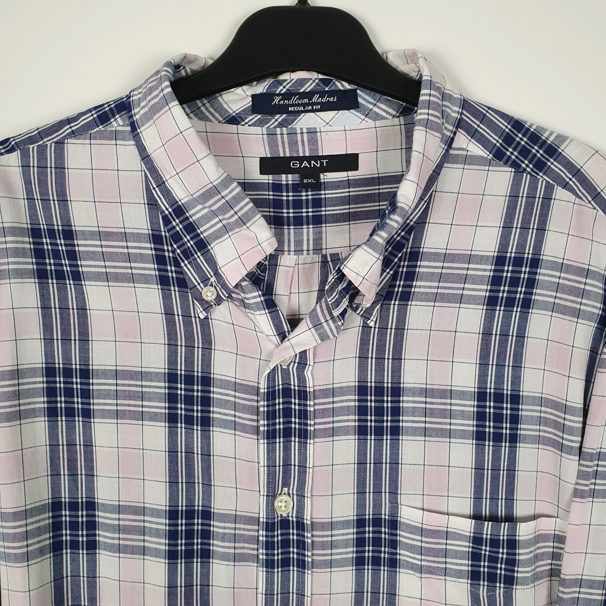Mens Navy GANT Handloom Madras  Shirt