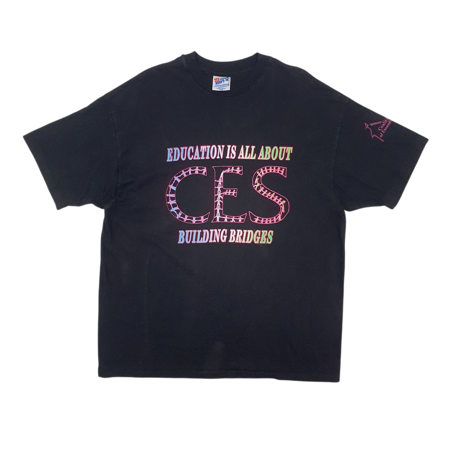 Mens Black Hane Single Stitch Vintage 90s Short Sleeve T Shirt