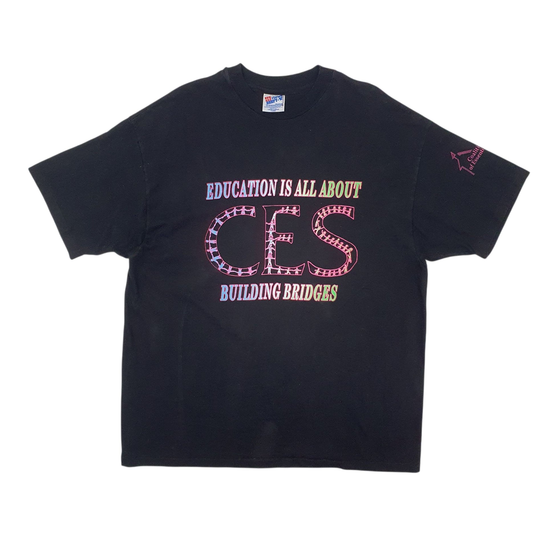 Mens Black Hane Single Stitch Vintage 90s Short Sleeve T Shirt